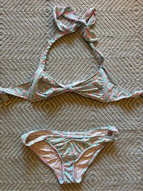 Lilly Pulitzer Pink & Green Leaf Print Bikini